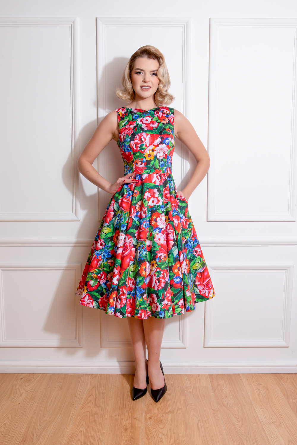 Colourful Floral Tea Dress